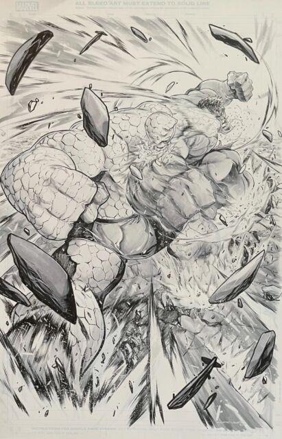 11x17 Hulk Vs Thing Cover Quality Original Comic Art By Iban Coello Fantastic 4