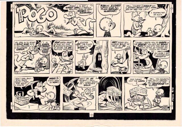 1952 Pogo Walt Kelly Original Sunday Newspaper Comic Production Art Page Early