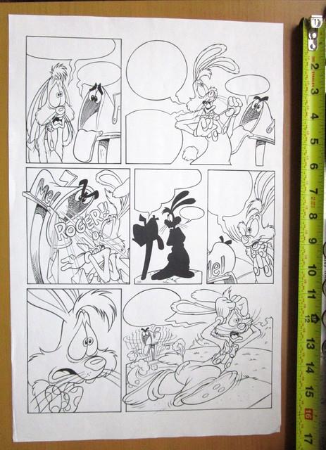 1980's Roger Rabbit Comic Book Paper Drawing Art Walt Disney Original Cel