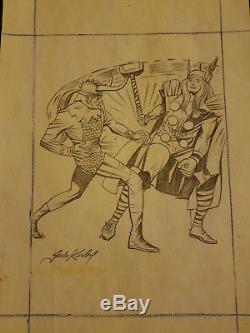 1982 Jack Kirby The Mighty Thor Drawing Signed-stamped-no. Reserve Auction