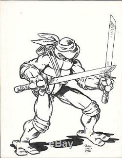 1986 TMNT Full Body Leonardo Ninja Turtles Original Comic Art by Peter Laird