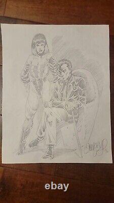 1991 Tim Vigil Original Art Sketch Drawing 14 x 11, Claire with M, Jaspers Faust