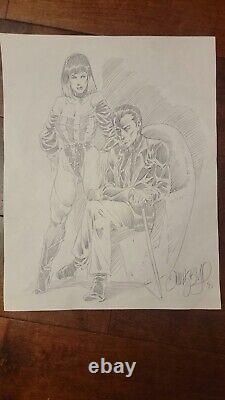 1991 Tim Vigil Original Art Sketch Drawing 14 x 11, Claire with M, Jaspers Faust