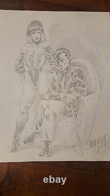 1991 Tim Vigil Original Art Sketch Drawing 14 x 11, Claire with M, Jaspers Faust