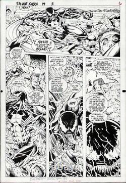 1993 VENOM ORIGINAL ART PAGE SILVER SABLE #19 MARVEL COMICS SPLASHY EARLY 1990's