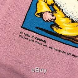 1996 R Crumb Mr Natural Funny Art Comic Liquid Blue Tee Shirt VTG Size XL