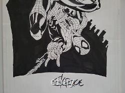 1996 Steve Skroce Spider-man Pinup Original Comic Art T-shirt Marvel Amazing