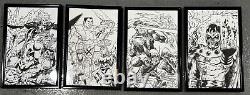 4 Piece Original Comic Art X-Men Commissions Framed 6x9 Jesse Lonergan