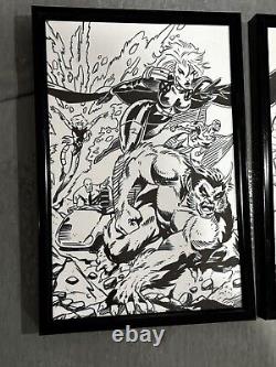 4 Piece Original Comic Art X-Men Commissions Framed 6x9 Jesse Lonergan