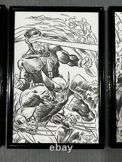 4 Piece Original Comic Art X-Men Commissions Framed 6x9 Jesse Lonergan