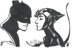 Adam Hughes Signed Original DC Comics Art Sketch Batman & Catwoman