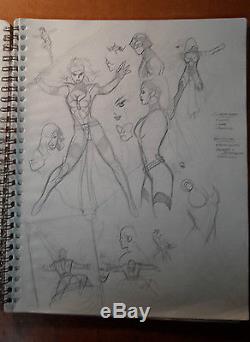 Adam Hughes sketch from Sketch book 1992-1993, 11 x 14, Lots of poses and heroes