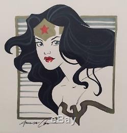 Amanda Conner Wonder Woman Original Comic Art Sketch Signed Artwork
