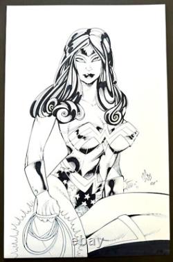 Amazing Original Signed JOSH WILLIAMS Wonder Woman INKED Pinup 11X17