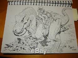 Arthur Adams Sexy Woman Riding Dinosaur Ink Sketch Art 8 x12 April 2001 Signed