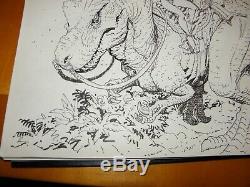 Arthur Adams Sexy Woman Riding Dinosaur Ink Sketch Art 8 x12 April 2001 Signed