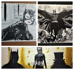 BATMAN RETURNS 89 CATWOMAN ORIGINAL COMIC ART Pfeiffer Keaton DeVito FREE COVER