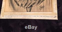 BILL WARD Conte SIGNED ORIGINAL Crayon ARTWORK illustration Large Size 1950s