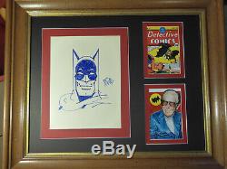 BOB KANE AMAZING RARE ORIGINAL HAND DRAWN BATMAN SIGNED SKETCH with COA