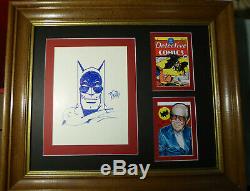 BOB KANE AMAZING RARE ORIGINAL HAND DRAWN BATMAN SIGNED SKETCH with COA