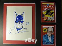 BOB KANE AMAZING RARE ORIGINAL HAND DRAWN BATMAN SIGNED SKETCH with COA