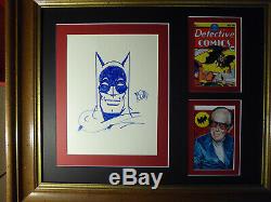 BOB KANE AMAZING RARE ORIGINAL HAND DRAWN BATMAN SIGNED SKETCH with COA