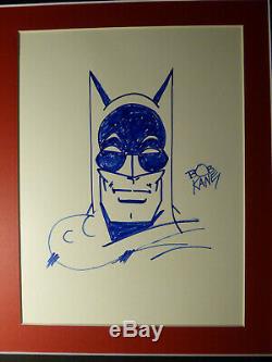 BOB KANE AMAZING RARE ORIGINAL HAND DRAWN BATMAN SIGNED SKETCH with COA