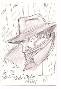 BOB WIACEK Original Signed Pencil Sketch Art THE SHADOW HAHAHA