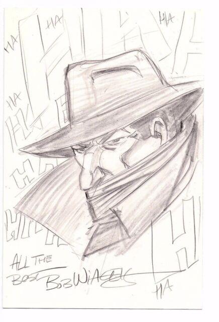 Bob Wiacek Original Signed Pencil Sketch Art The Shadow Hahaha