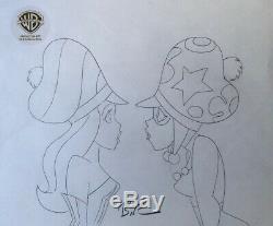 BRUCE TIMM Harley Quinn & Ivy HATS original pencil SIGNED Drawing BTAS with COA