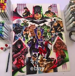 Batman Batgirl Villains 17x24 Original Pinup Art By Marvel DC Artist Thony Silas