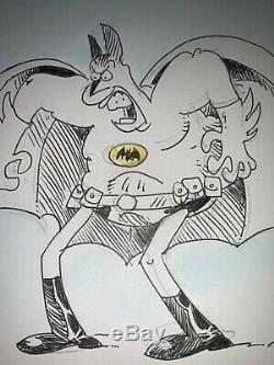 Batman Black And White Blank Cover Sketch 2014 Sergio Aragones (not CGC)