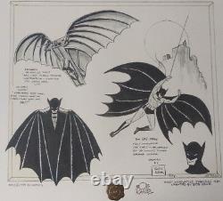 Batman Davinci Signed Bob Kane Duo Tone Concept Art W Coa Vintage Warner Stores