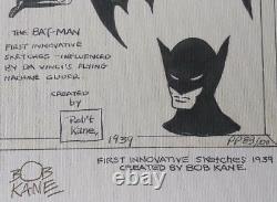 Batman Davinci Signed Bob Kane Duo Tone Concept Art W Coa Vintage Warner Stores