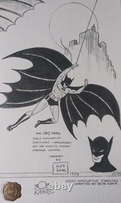 Batman Davinci Signed Bob Kane Duo Tone Concept Art W Coa Vintage Warner Stores