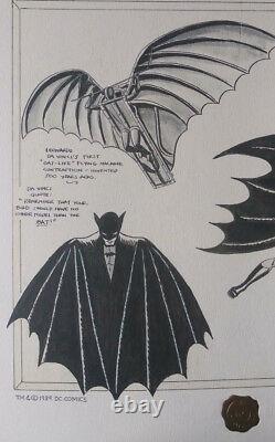 Batman Davinci Signed Bob Kane Duo Tone Concept Art W Coa Vintage Warner Stores