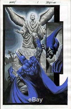 Batman Original Full-color Painted Art Splash Page Ron Williams Wayne Gravesite