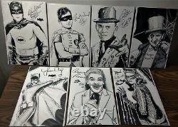 Batman Robin 1966 Tv Show Full Cast 7 Comic Book Covers Ink Art Sim Signatures