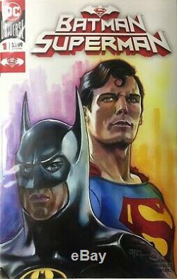 Batman/Superman Painted Original Art Sketch Cover Variant Comic Book #1