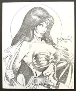 Beautiful Original Signed Frank Brunner Wonder Woman Commission 9.5X12