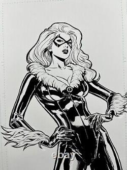 Black Cat Cover Pinup Original Comic Art by Josh George 11x17