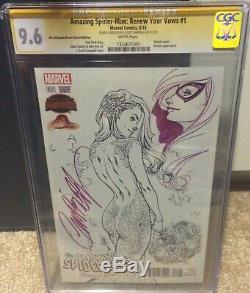 Black Cat Remarque Remark Original Art Asmryv #1 Cgc Ss 9.6 J Scott Campbell