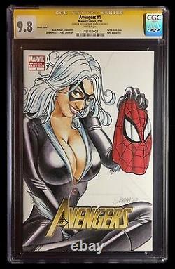 Black Cat Spider-man's Mask 9.8 Cgc Oa Marvel Avengers Sketch Sparacio Comic Art