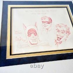 Bob Kane Original SIGNED Batman Robin Joker Art Drawing Illustration Ink Framed