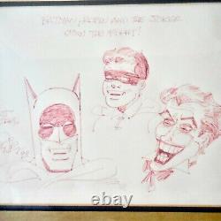 Bob Kane Original SIGNED Batman Robin Joker Art Drawing Illustration Ink Framed