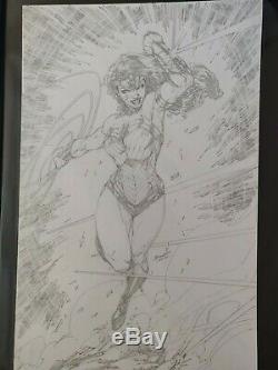 Brett Booth Original Art DC Wonder Woman Commission Gadot Sketch Signed RARE