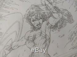 Brett Booth Original Art DC Wonder Woman Commission Gadot Sketch Signed RARE