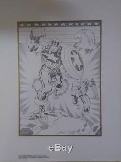 CAPTAIN AMERICA B/W ART LITHOGRAPH JACK KIRBY HAND SIGNED withCOA 15th BIRTHDAY