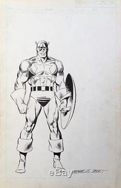 CAPTAIN AMERICA Official Handbook Marvel Universe Original Comic Art Mike Zeck