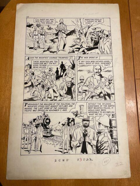 Classics Illustrated #150 Original Art Mounted Police Railroad Rifles Mob 1959